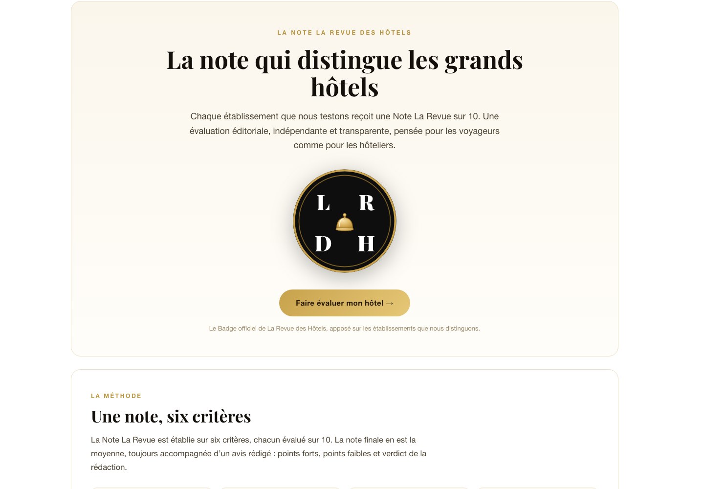 La Note La Revue, six critères notés sur 10 pendant un séjour réel